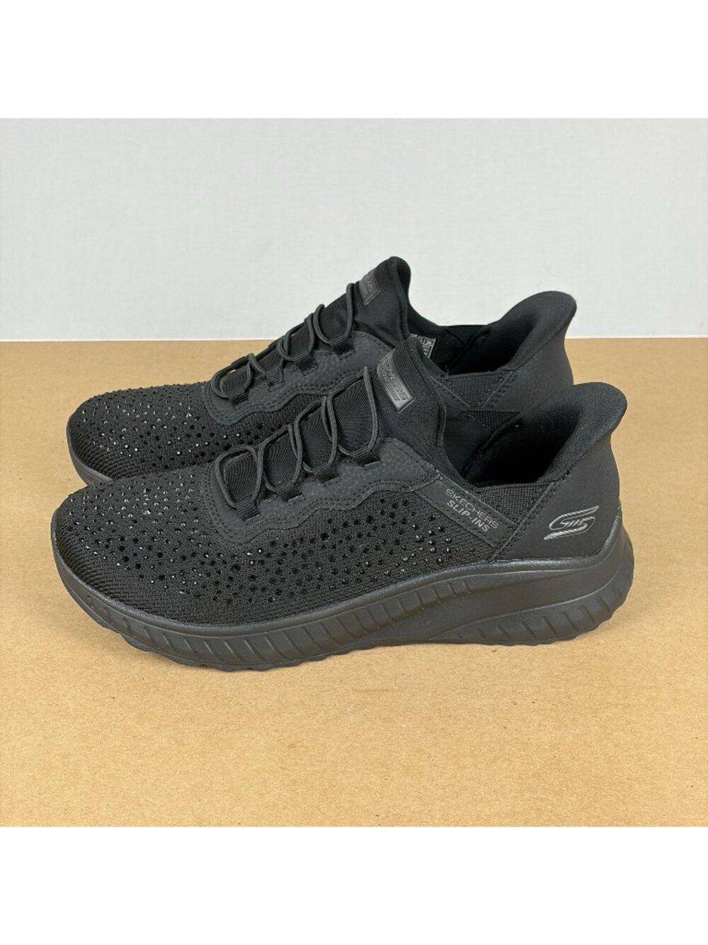 Skechers Bobs Slip-Ins Sport Chaos Daily Glitz Athletic Shoes Womens 7 Black